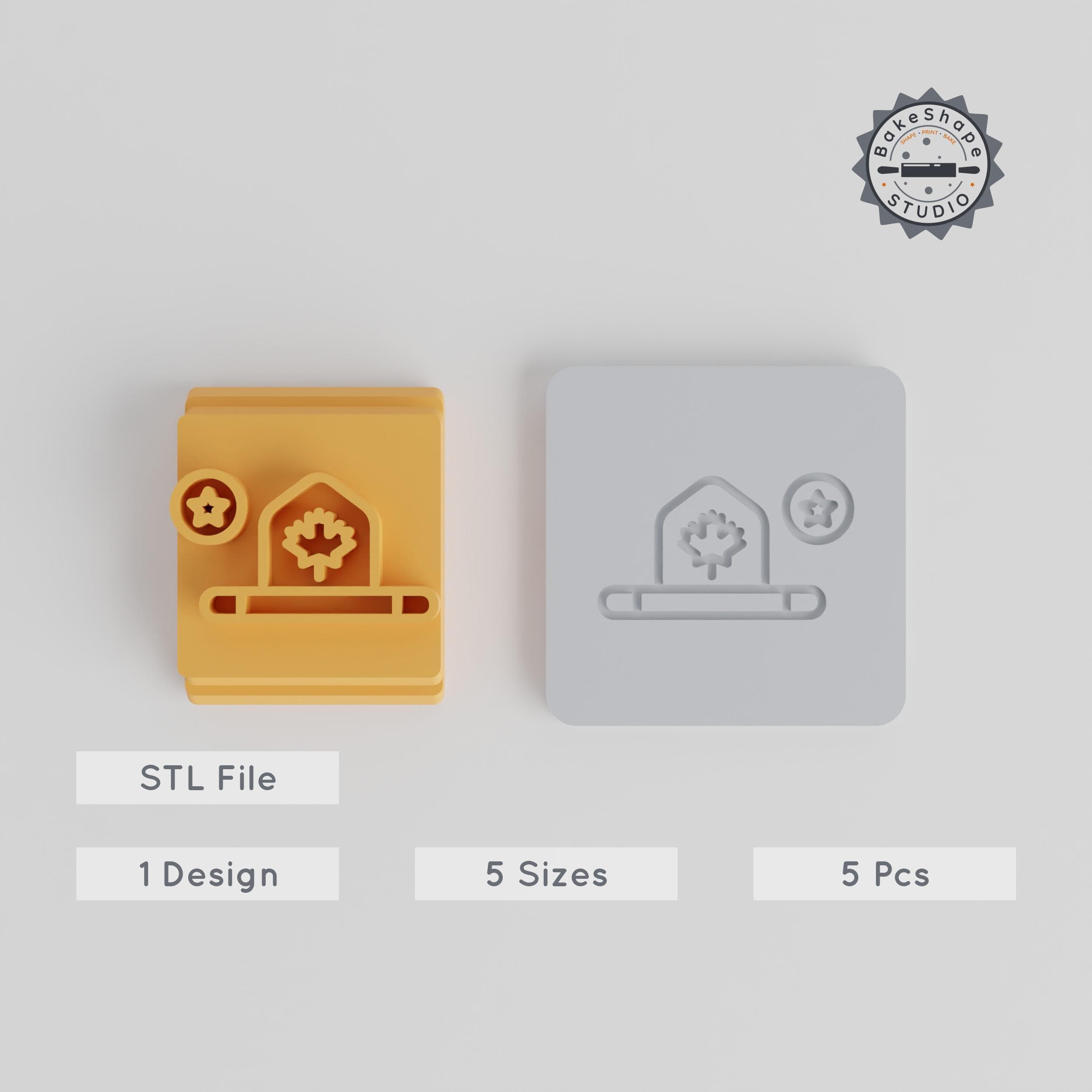5-Piece Hat Stamp Tile Set, Motif Sizes 20-40mm, Perfect for Clay, Cookies & Fondant PRODUCT_5520 3d model