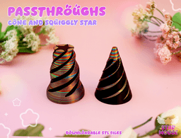 Passthrough Fidget Triangle + Squiggle Star 3d model