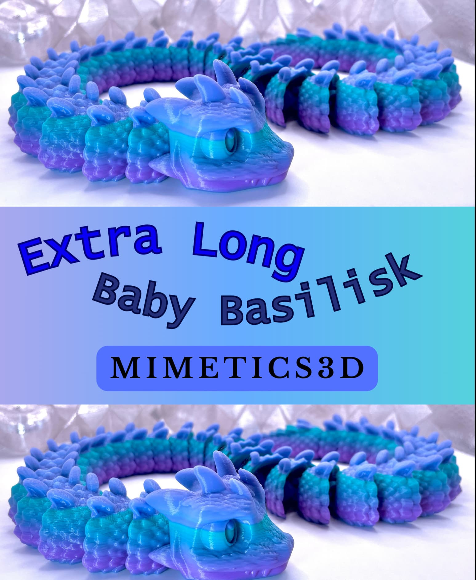 Baby Basilisk (Extra Long) - Love this in CookieCad Mermaid with a last-minute finish in ProtoPasta Cotton Candy Nebula! - 3d model