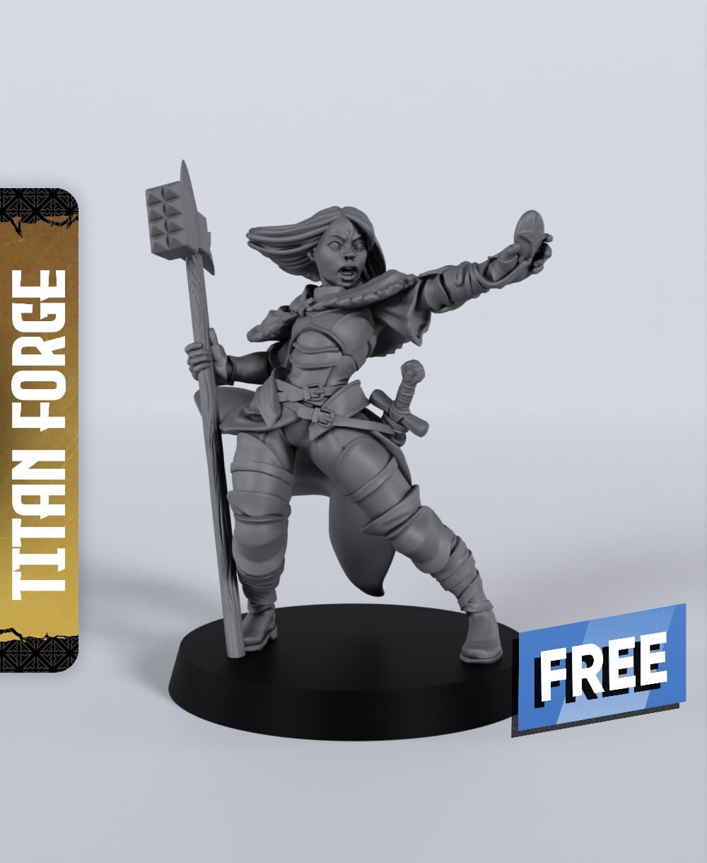 Human Female Cleric - With Free Dragon - 5e DnD Inspired for RPG and Wargamers 3d model