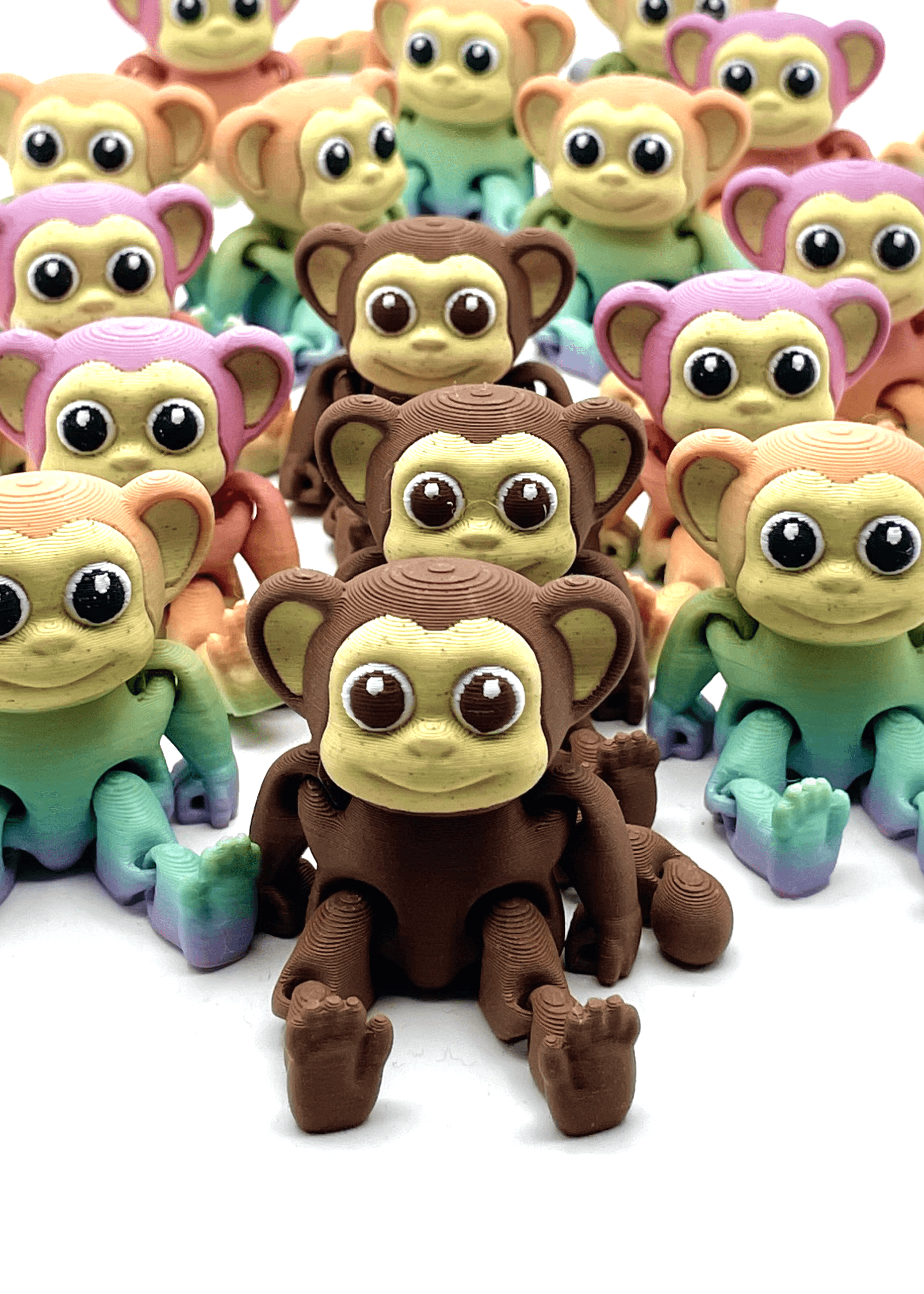 Monkey Sitting - A barrel full! Polymaker Panchroma Rainbow Gradient and Brown PLA friends! - 3d model