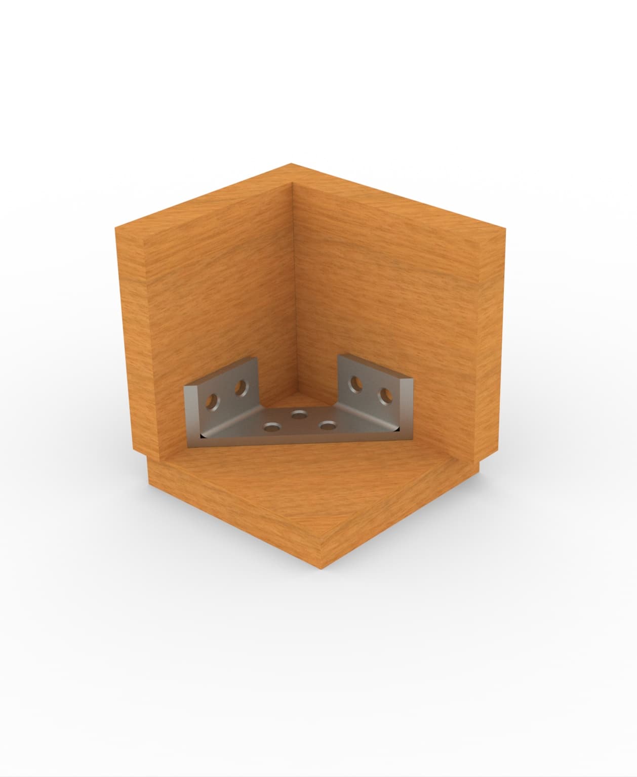 Triple multipurpose corner - Cantoneira Tripla para placas de madeira, ficando totalmente invisível pelo lado de fora. - 3d model