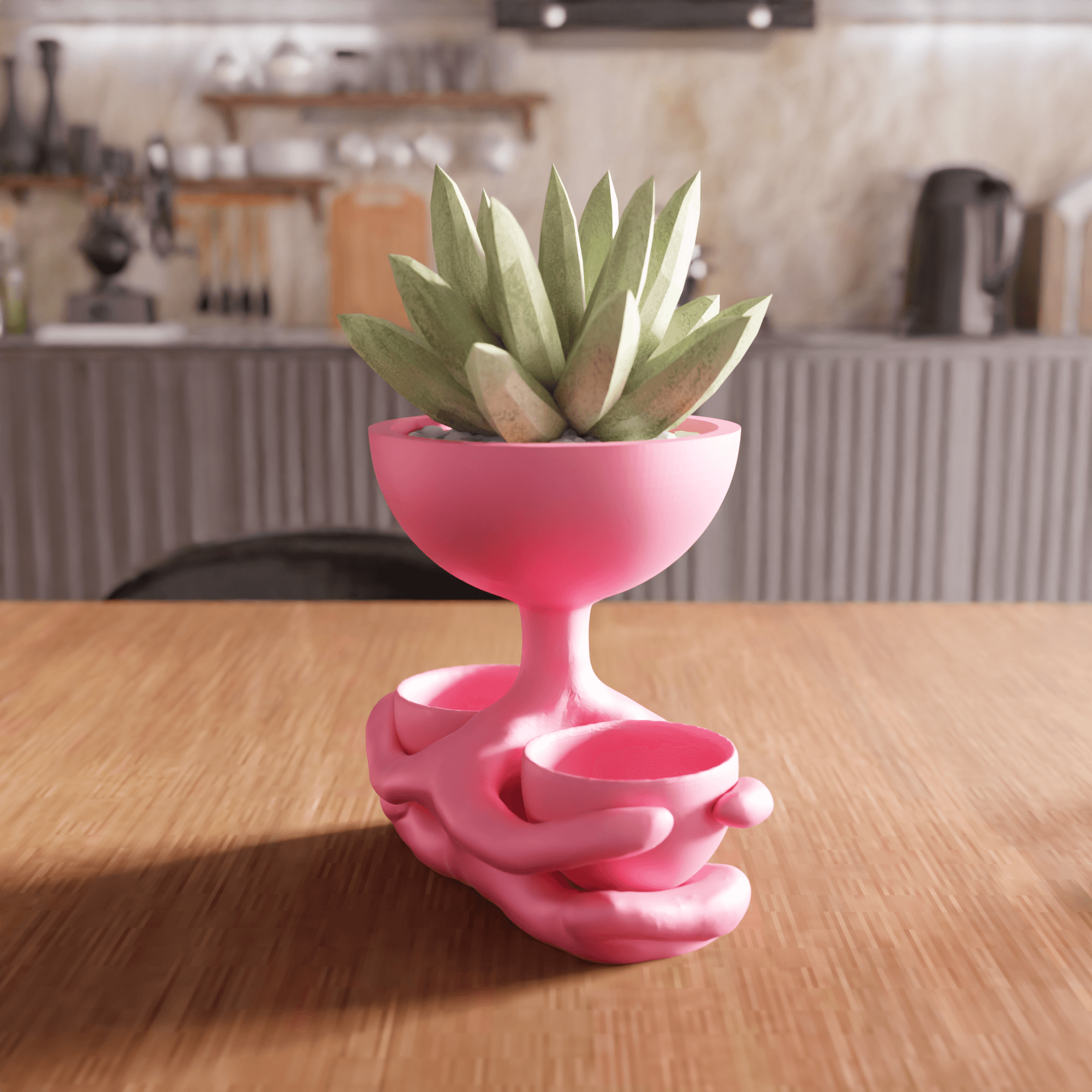 Cute Character Multi-Bowl Planter 3d model