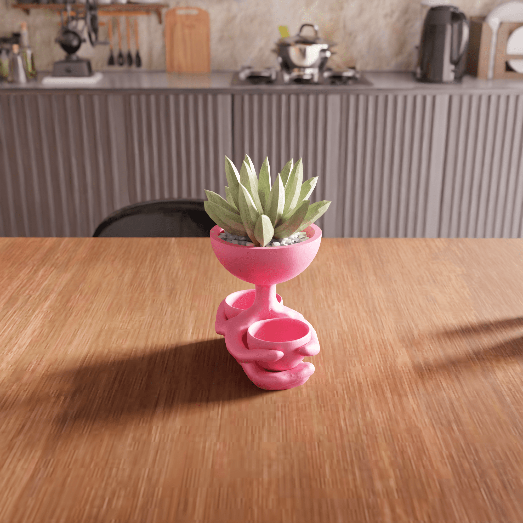 Cute Character Multi-Bowl Planter 3d model