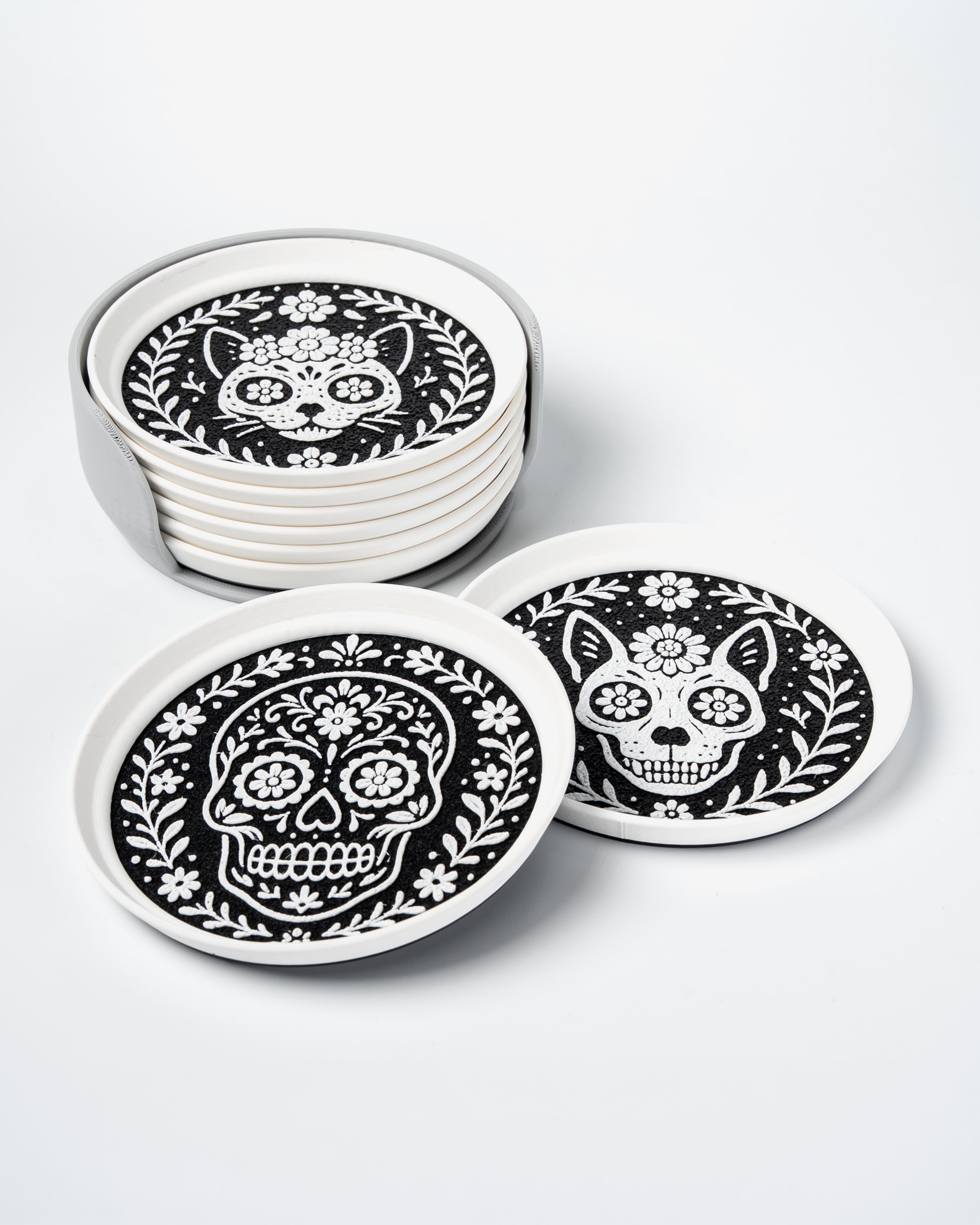 Ornamental Skull Stackable Coasters 3d model