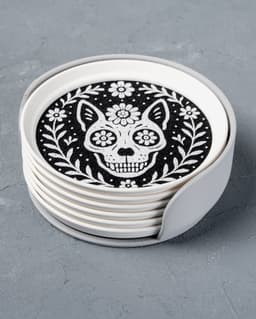 Ornamental Skull Stackable Coasters 3d model