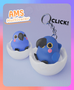 Hyacinth Macaw Parrot Clicker & Keychain (Multicolor) 3d model