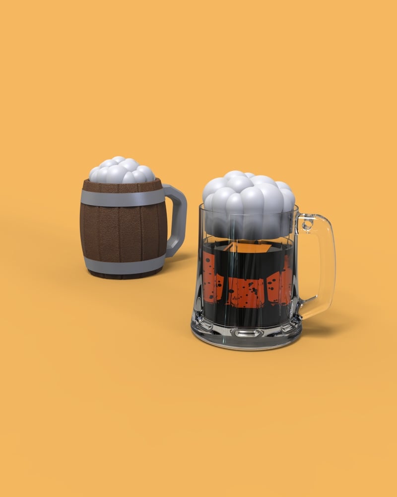 Beer Mug Fidget Clickers - keychain 3d model