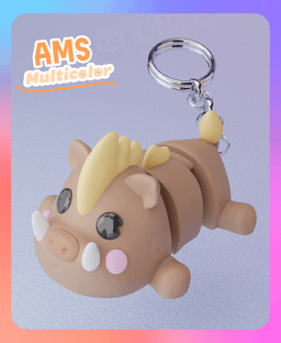 Flexi Wild Boar Laying Down Keychain (Multicolor) 3d model