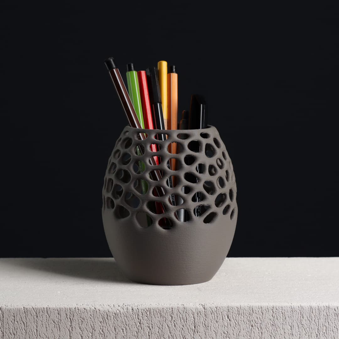Voronoi Pencil Holder Cup, Office Desk Organizer 3d model