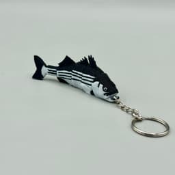 Flexy Striped Bass Fish Keychain - Articulating Striped Bass Fish 3d model