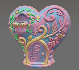 Fantasy Heart Fairy House - STL File 3D Printable 3d model