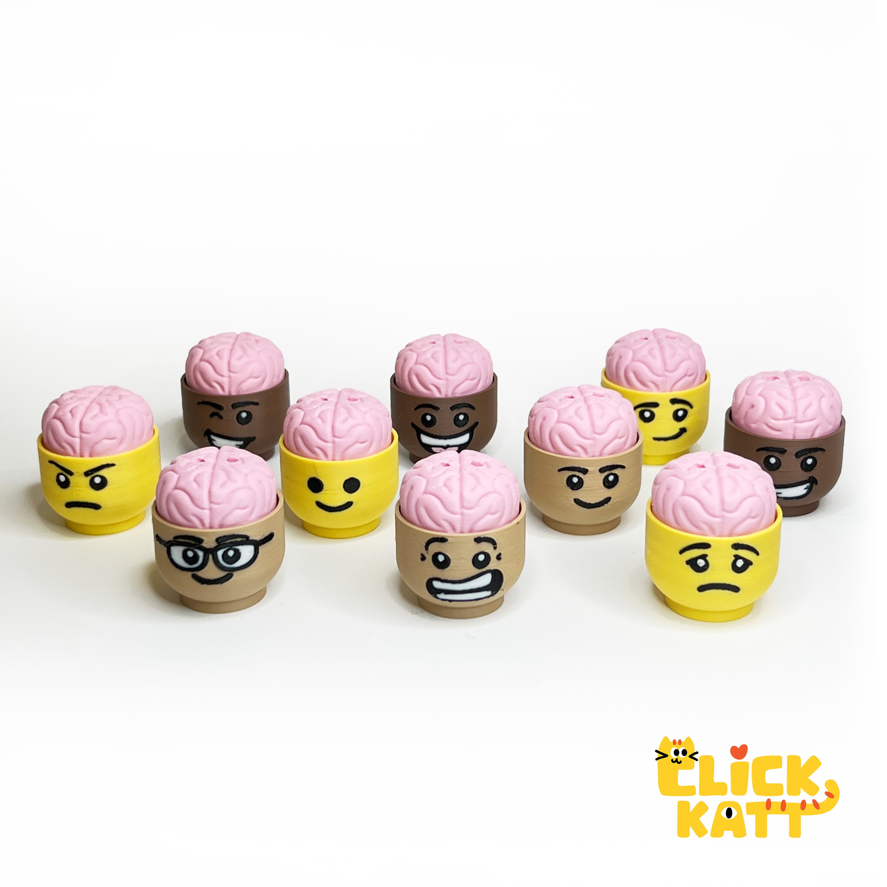 Lego Head Brain - Clicker Fidget Toy Keychain 3d model
