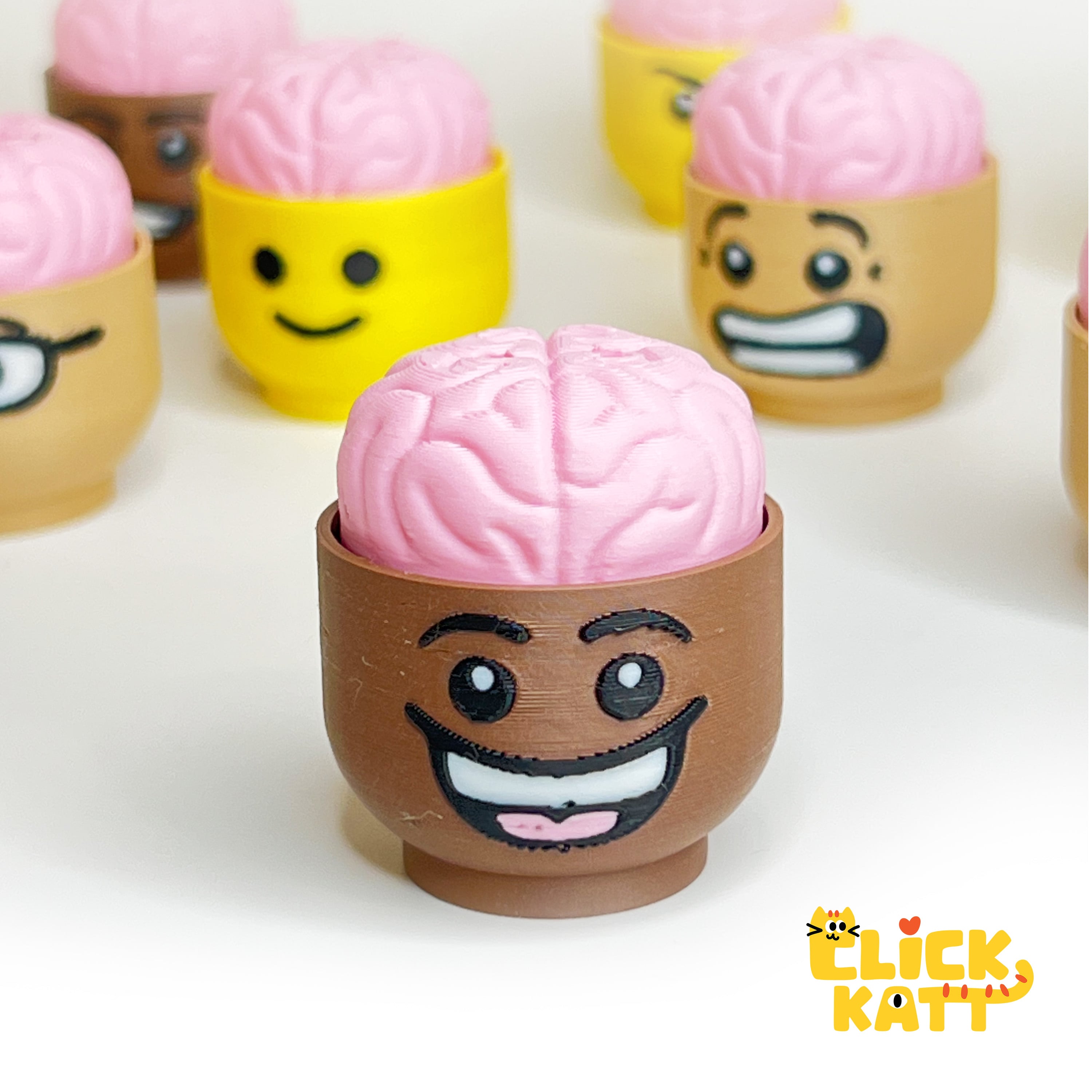 Lego Head Brain - Clicker Fidget Toy Keychain 3d model