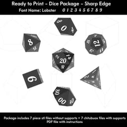 7 Piece Dice Masters Set (Lobster Font) 3d model