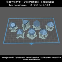 7 Piece Dice Masters Set (Lobster Font) 3d model