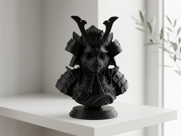 Cat Samurai Bust - Detailed Warrior Sculpture 3d model