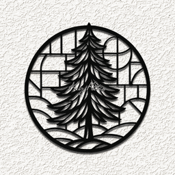 ornate pine tree WALL ART HOME DECOR 3d model