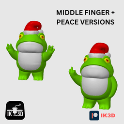 Cheeky Frog Middle Finger / Peace With Santa Hat / 3MF Included 3d model