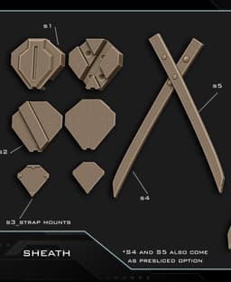 Deadpool Katanas and sheath 3d model