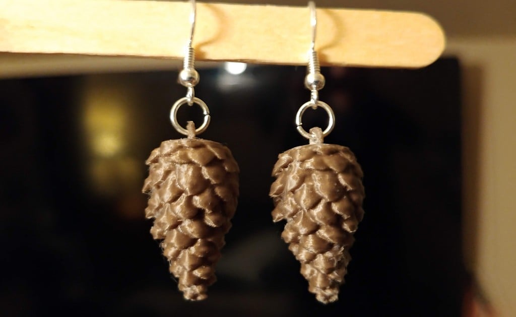 Pine Cone Earrings 3d model