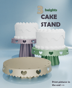Cake Stand 3 Sizes / heights 3d model