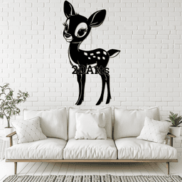 2D Cartoon Deer Wall Art 3d model