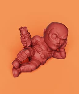 Funny Chibi Deadpool Figure | Marvel Fan Art Statue 3d model