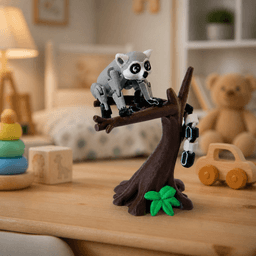 Lemur Sitting on a Tree Cute Flexi Toy 3d model