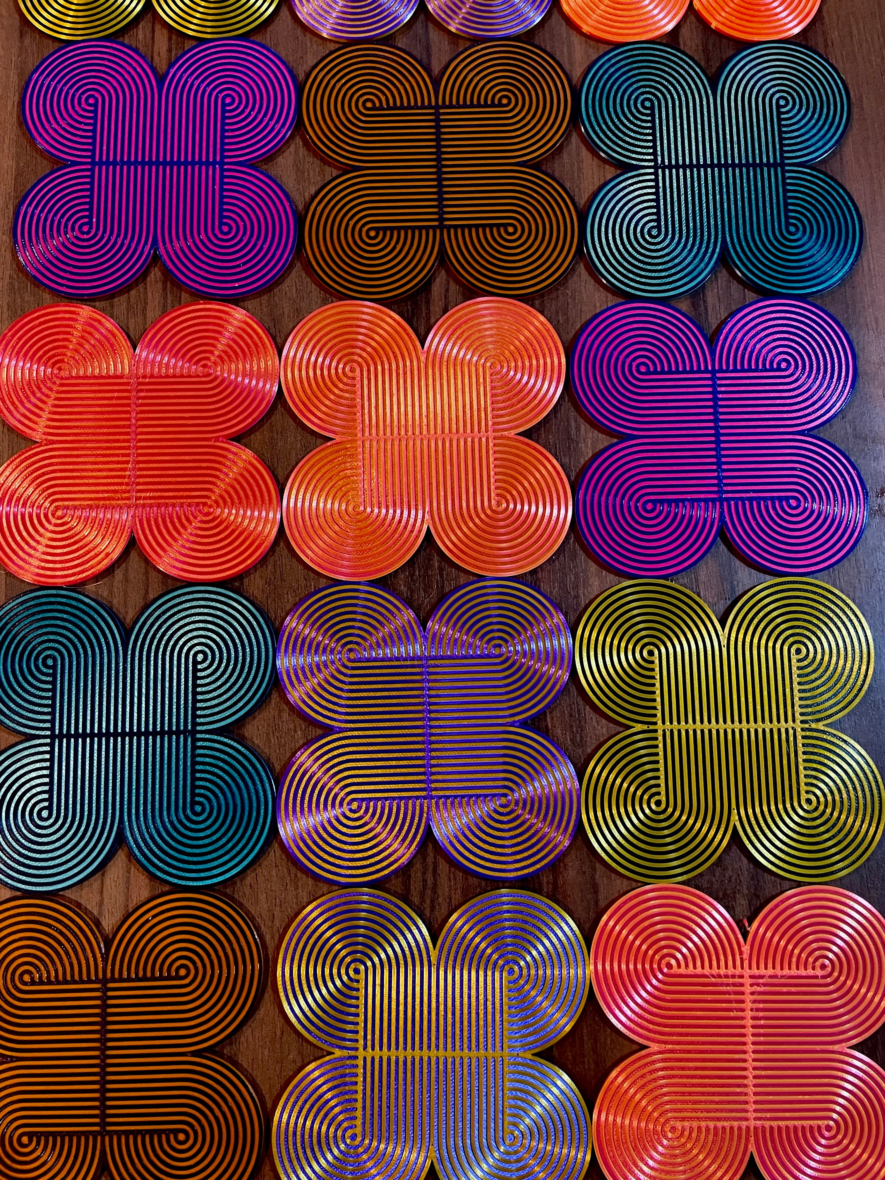 Concentric Circles 2 Retro Coaster - ENDLESS possibilities! I can't stop, won't stop. Thank you for all of your designs! - 3d model