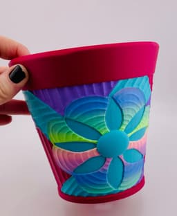 Carved Patchwork 8 Petal Pot 3d model