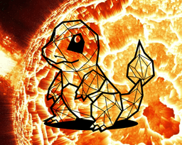 Geometric pokemon Charmander Wallart 3d model