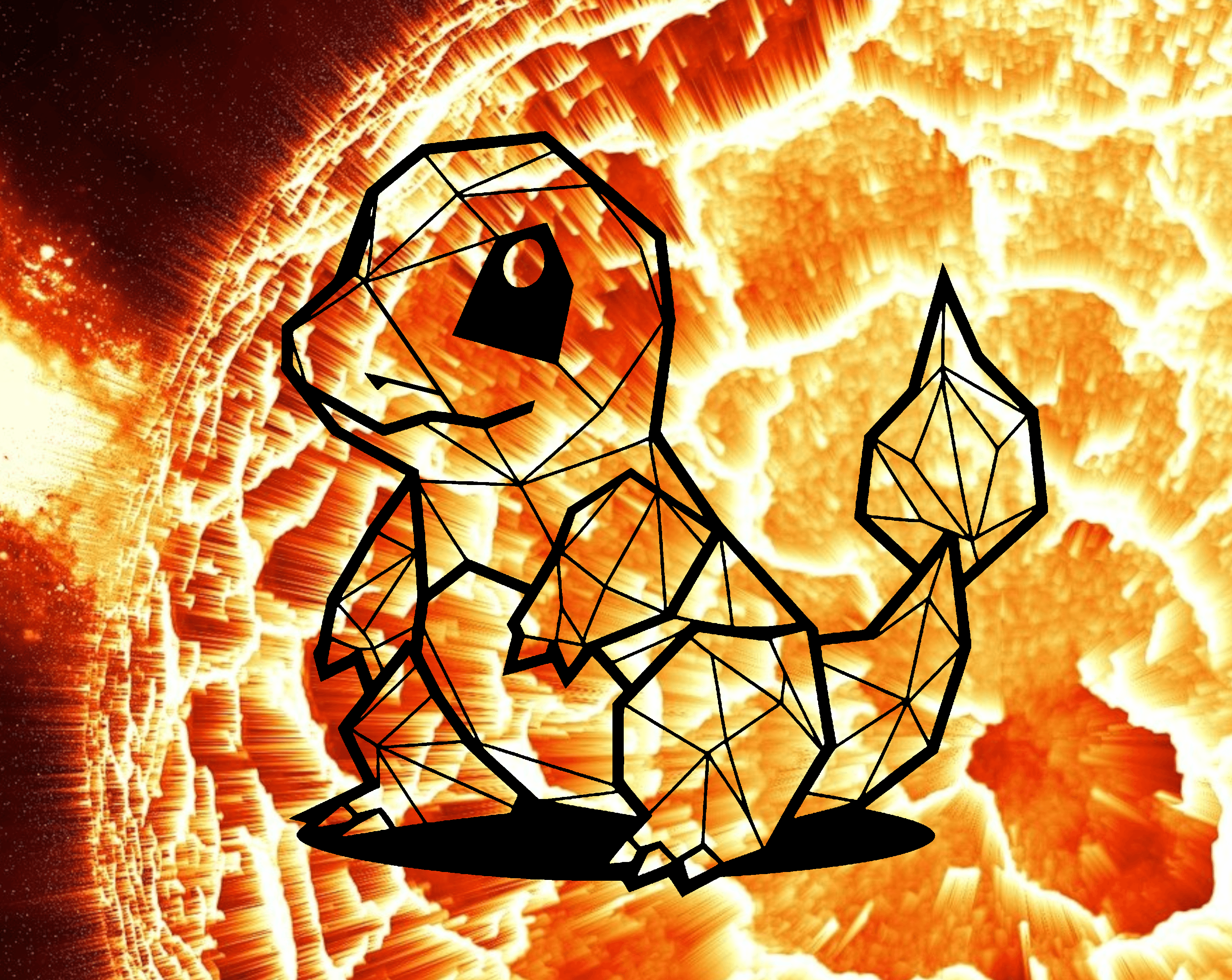 Geometric pokemon Charmander Wallart 3d model