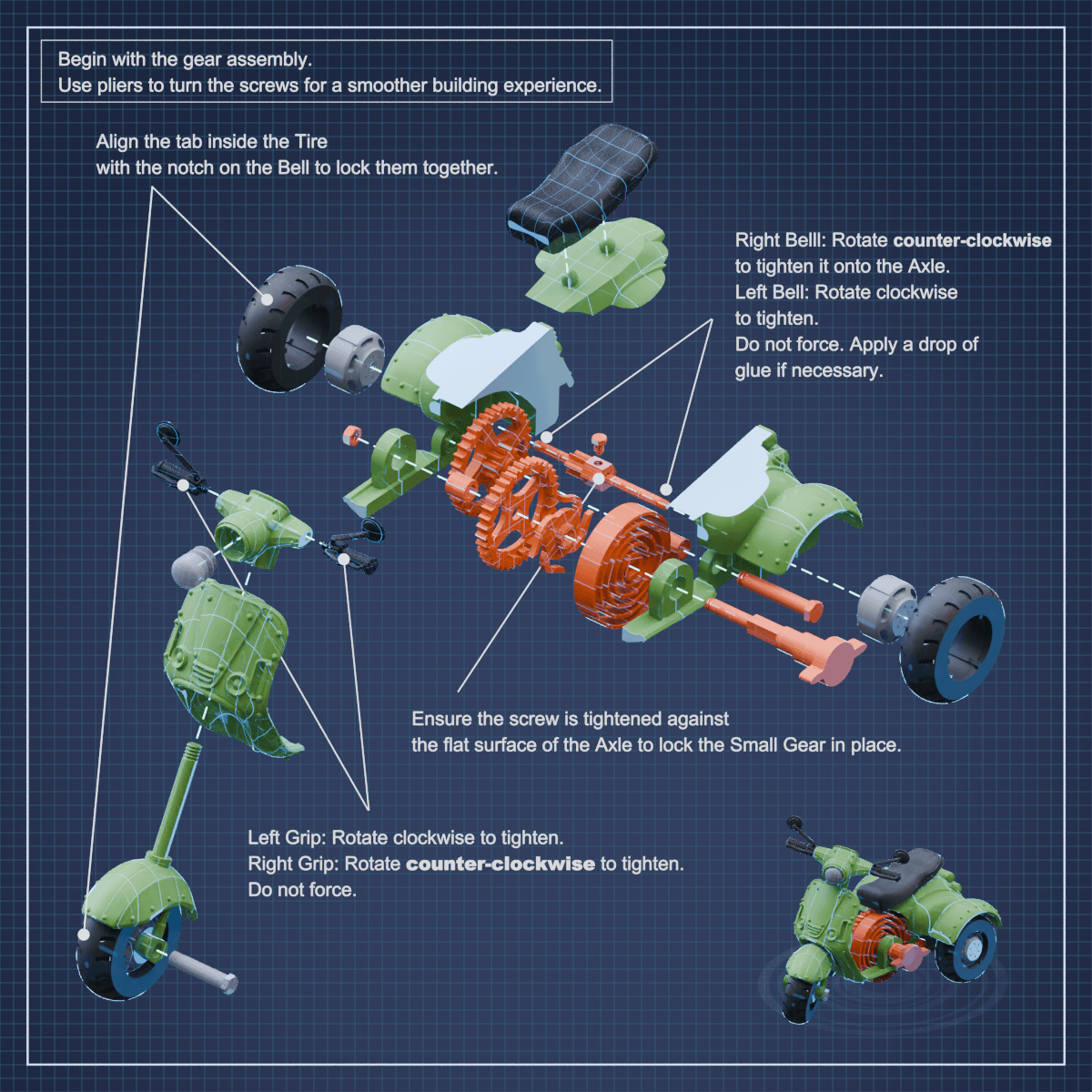 Wind-up Spring Tricycle 3d model