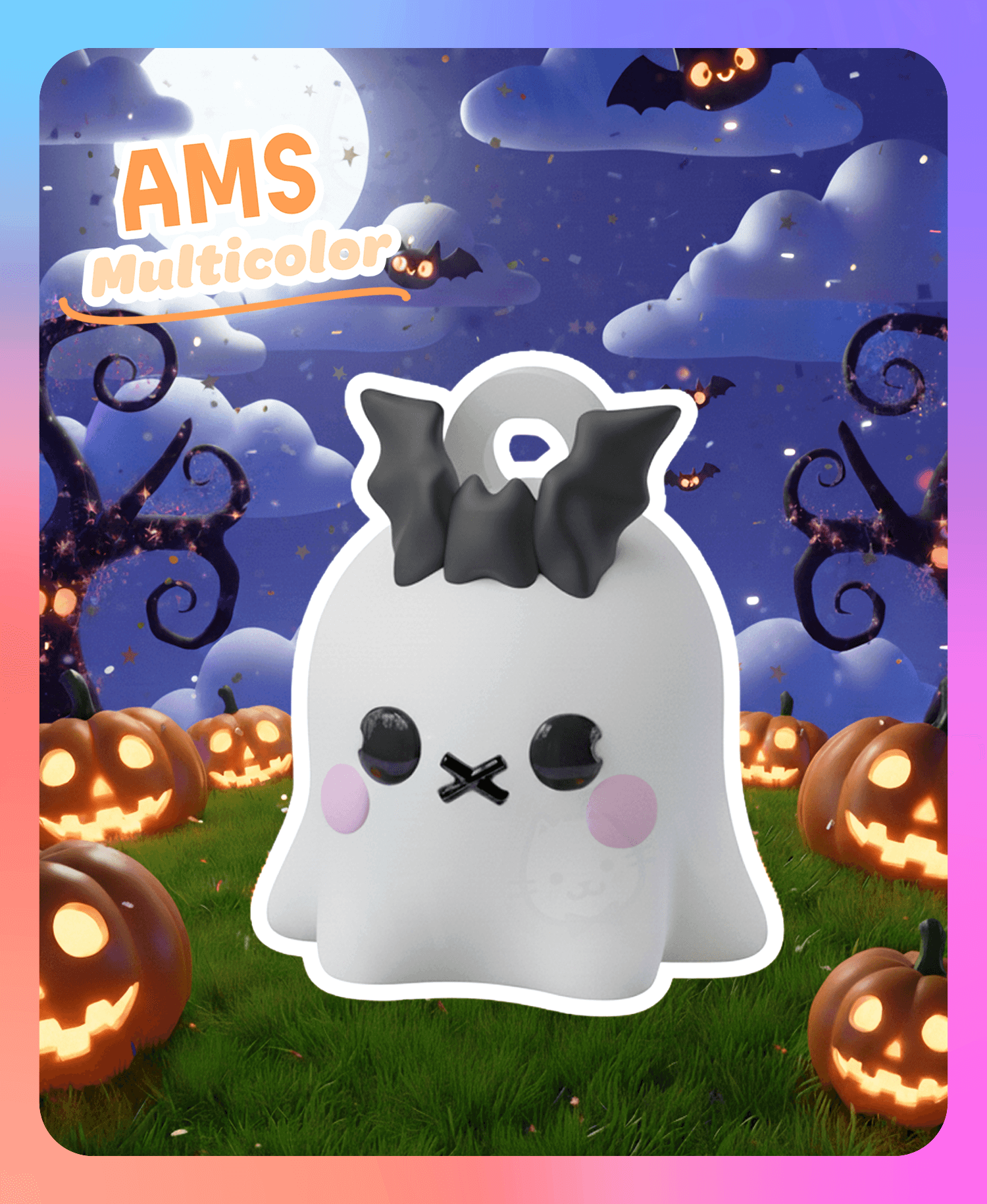 Little Ghost Keychain: Bat (Multicolor) 3d model