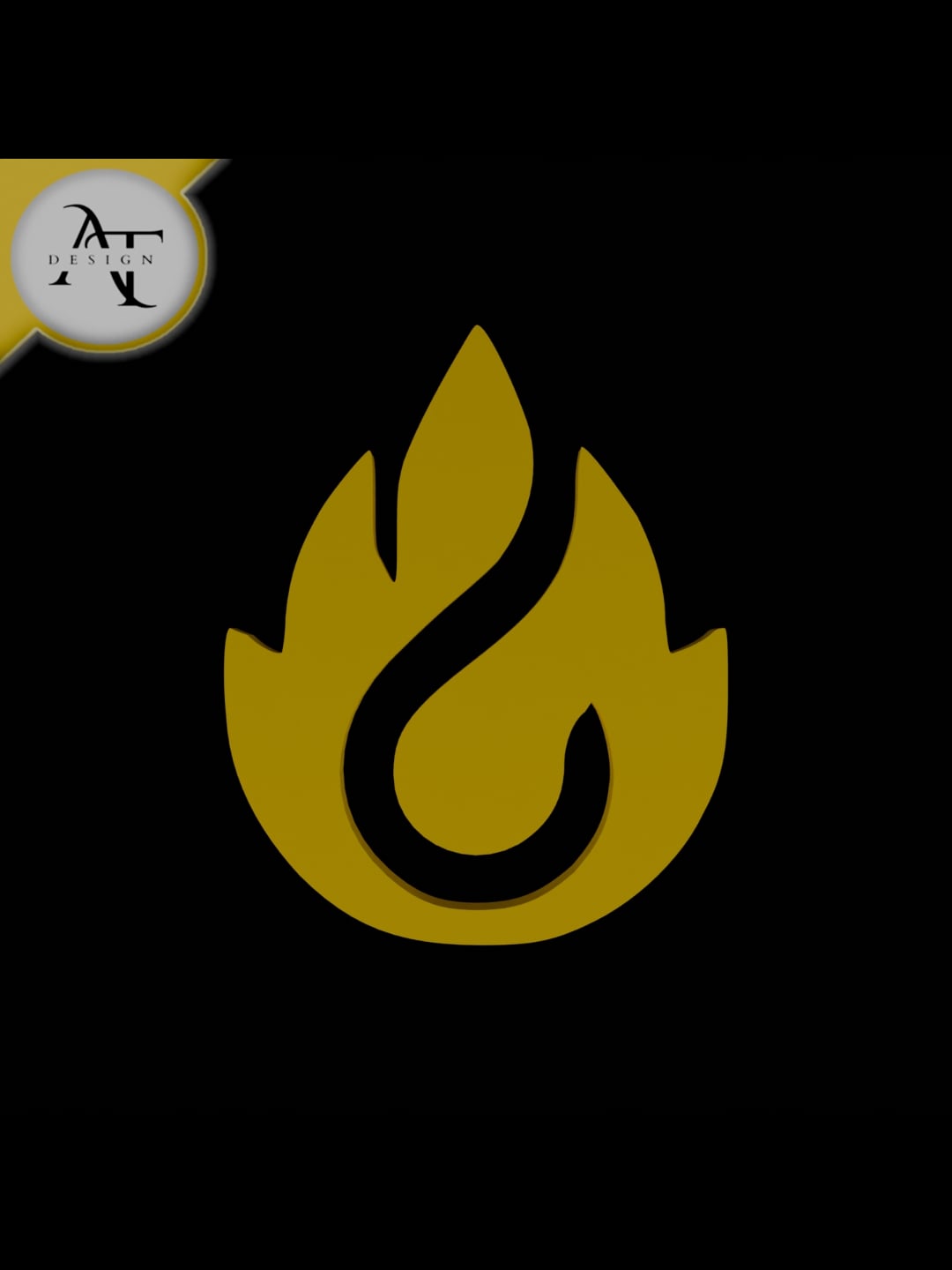 Simple Flame Symbol - 2D Art 3d model