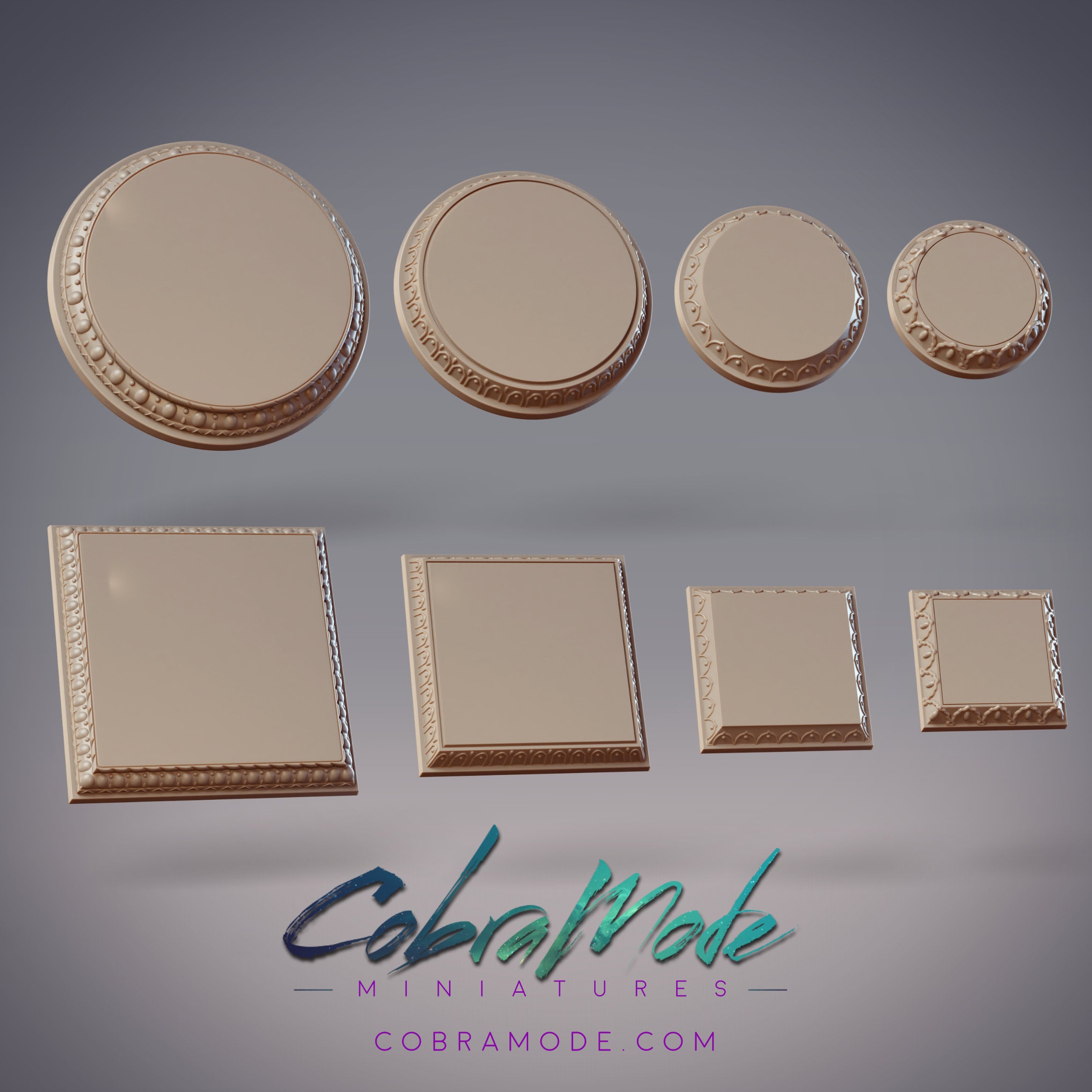 Gilded Platform Base Pack (8pcs) - Round and Square Versions 3d model