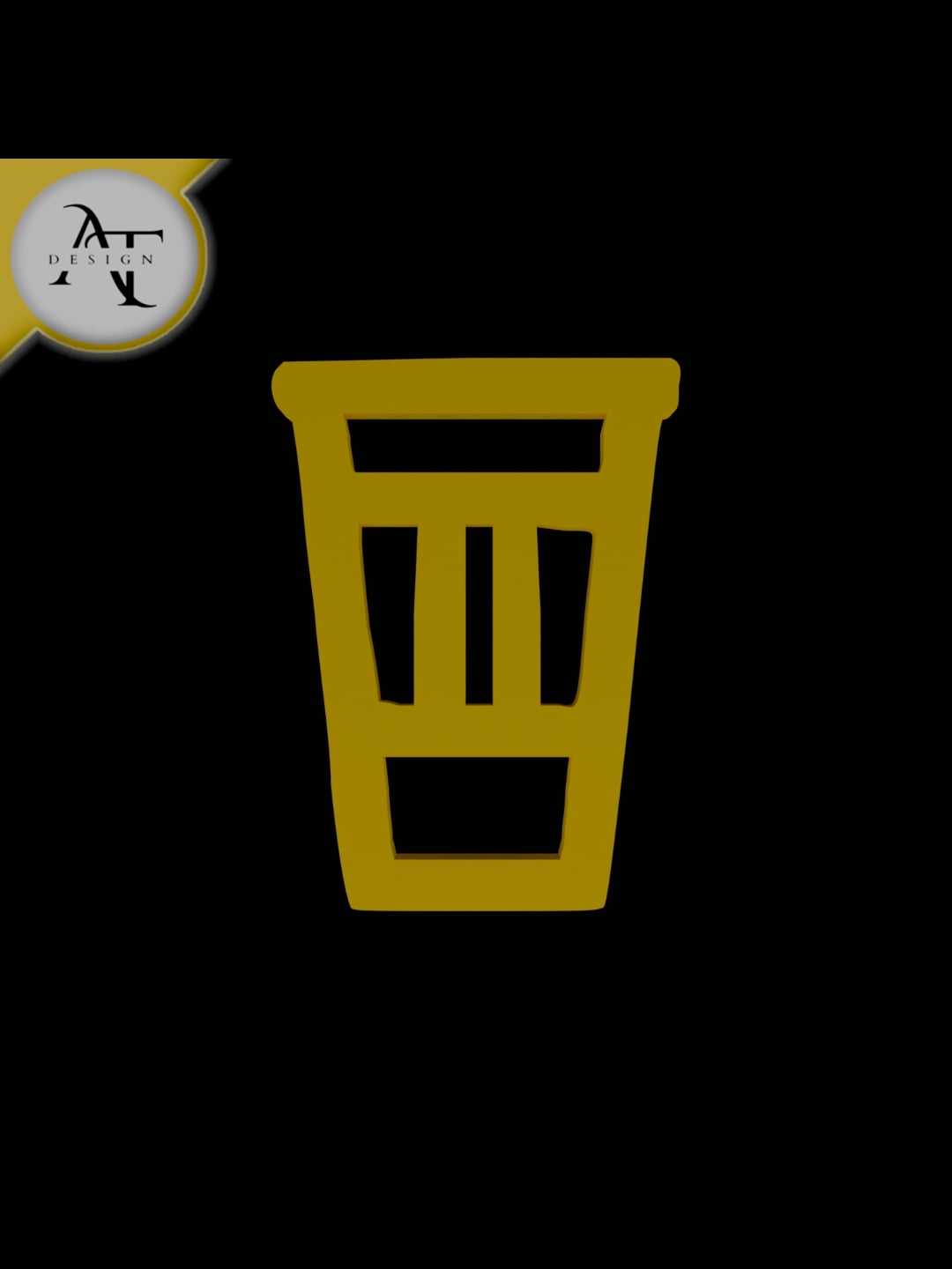 Simple Coffee Cup Symbol - 2D Art 3d model