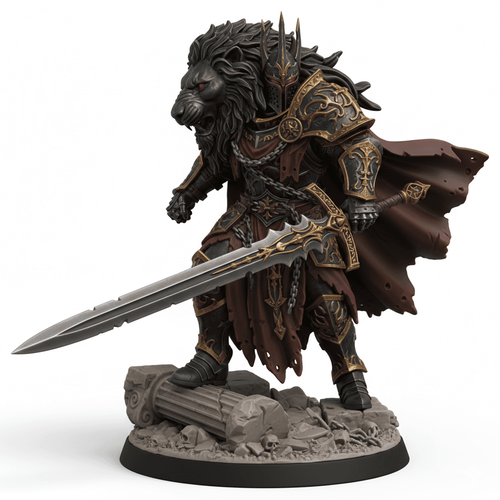 Crusader Champion Lion Armor Premium STL Design 3d model