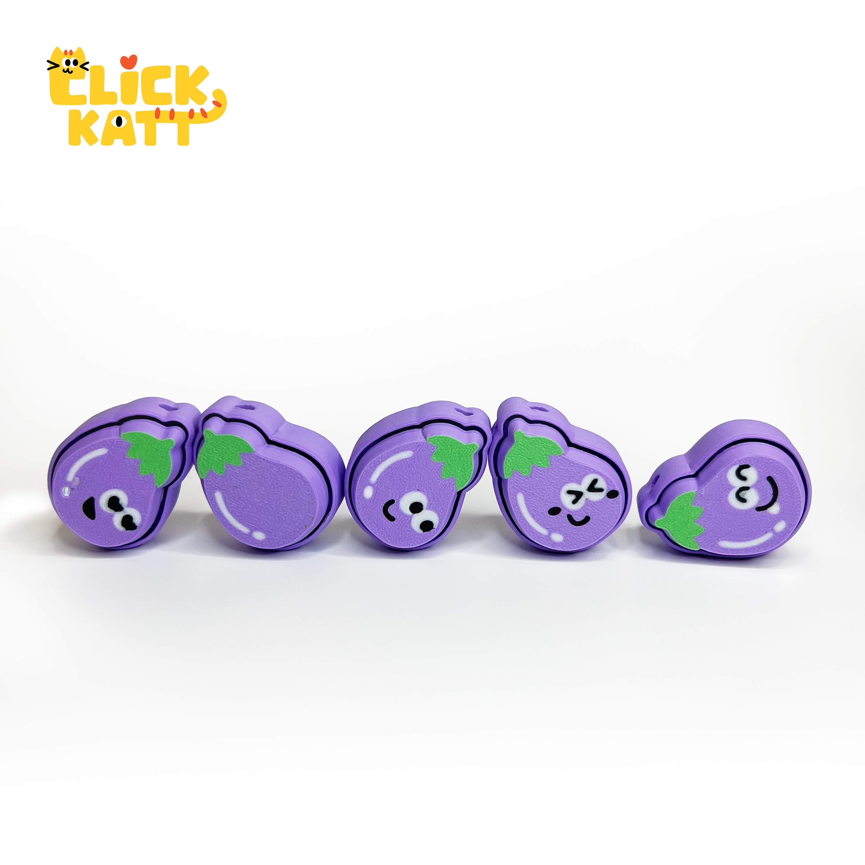 Eggplant - Clicker Fidget Toy Keychain 3d model