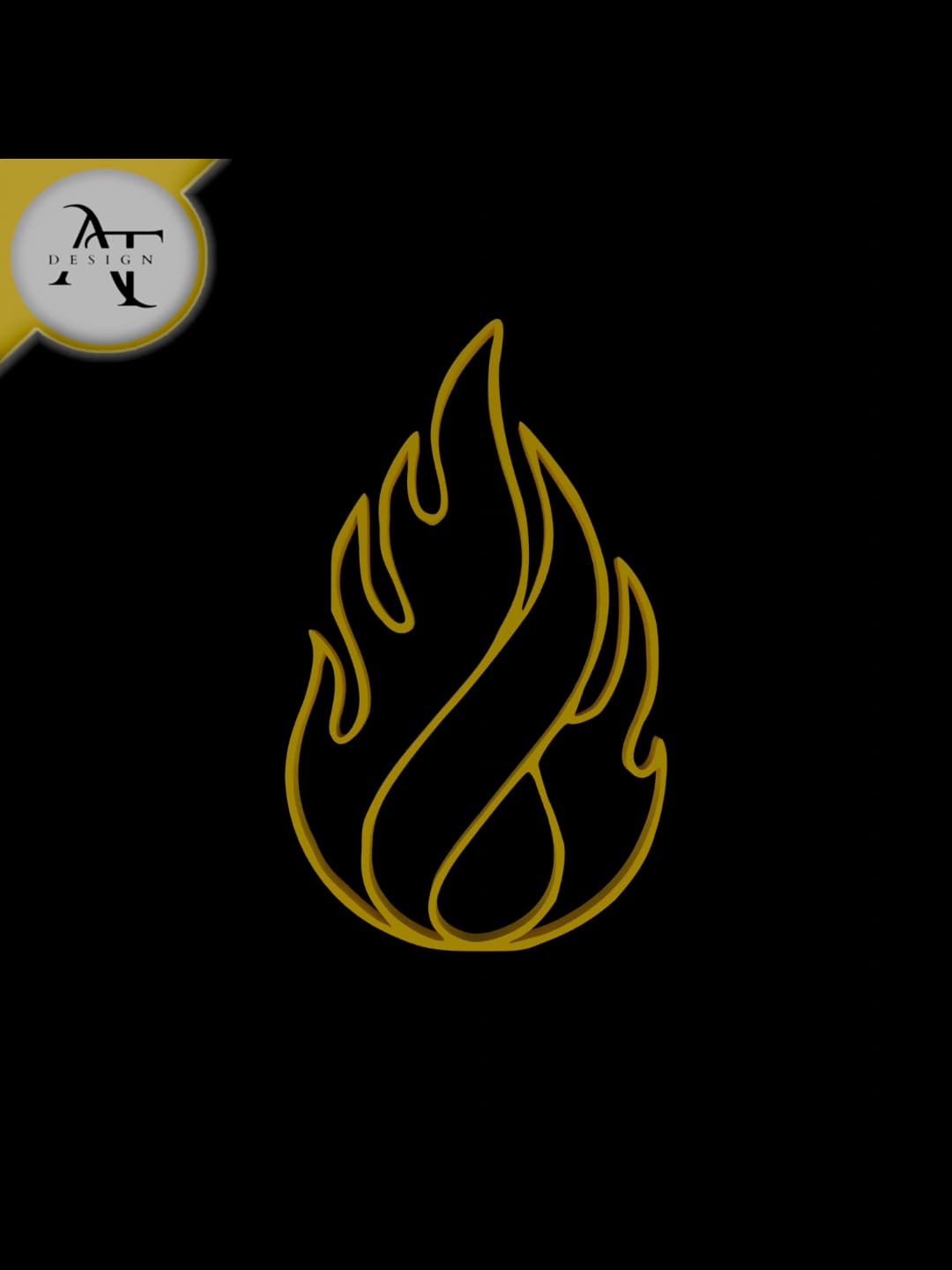 Simple Flame Symbol - 2D Art 3d model