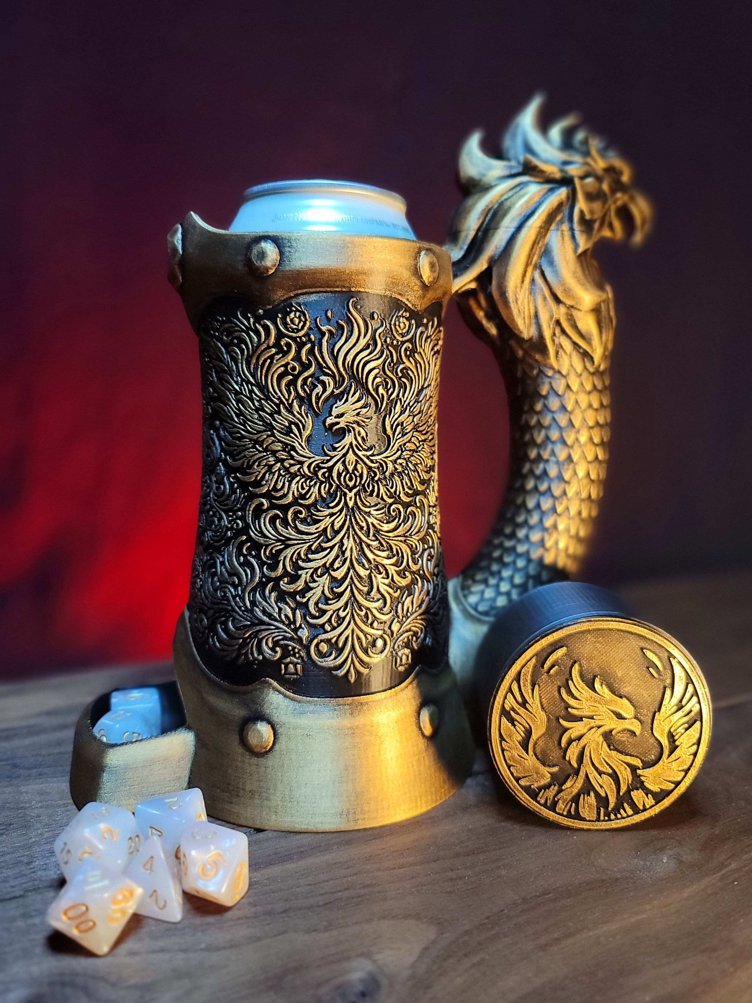 12oz Phoenix Can Cozy Dice Tower 3d model