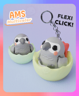 Flexi Clicker African Grey Parrot Keychain (Multicolor) 3d model