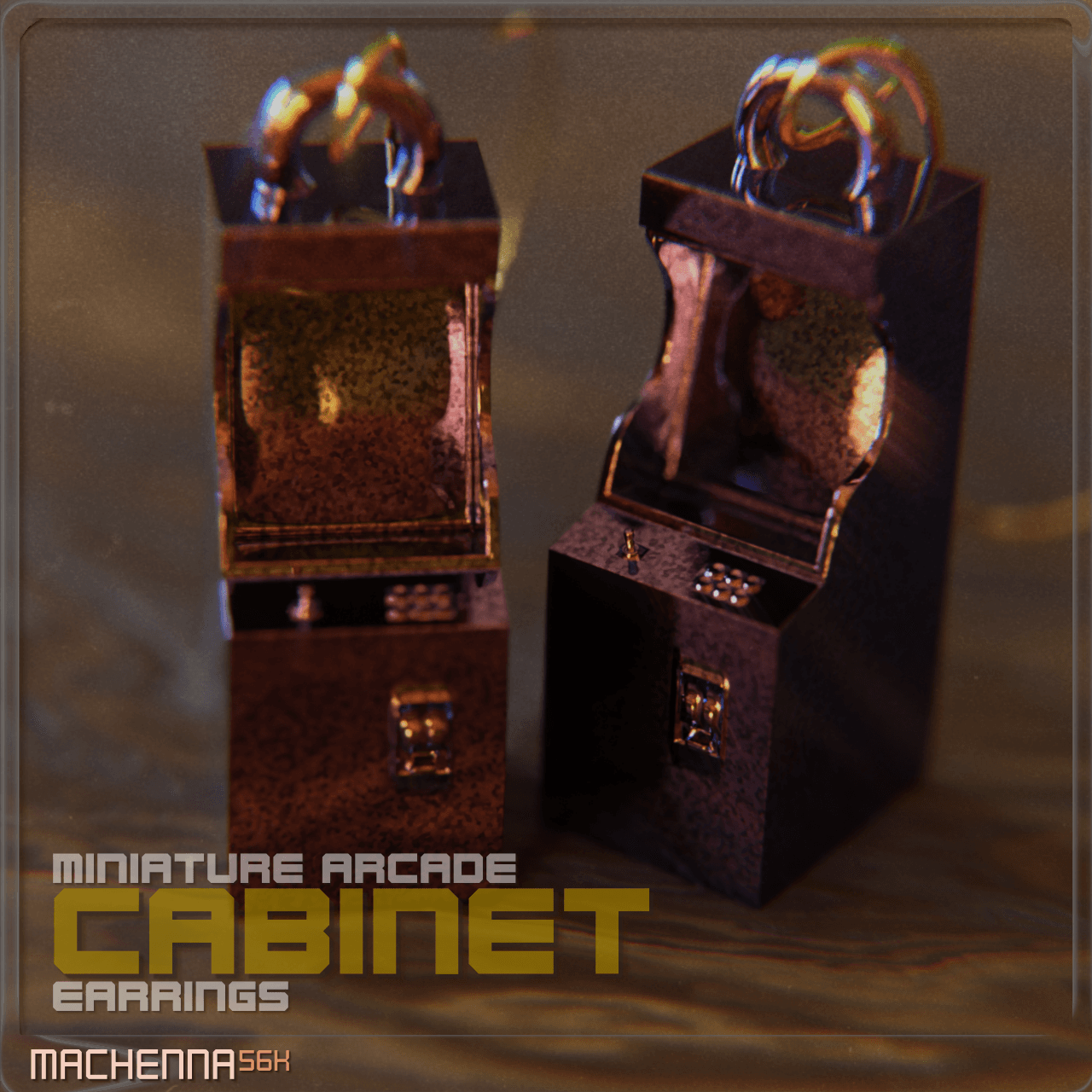 Miniature Arcade Cabinet Earrings 3d model