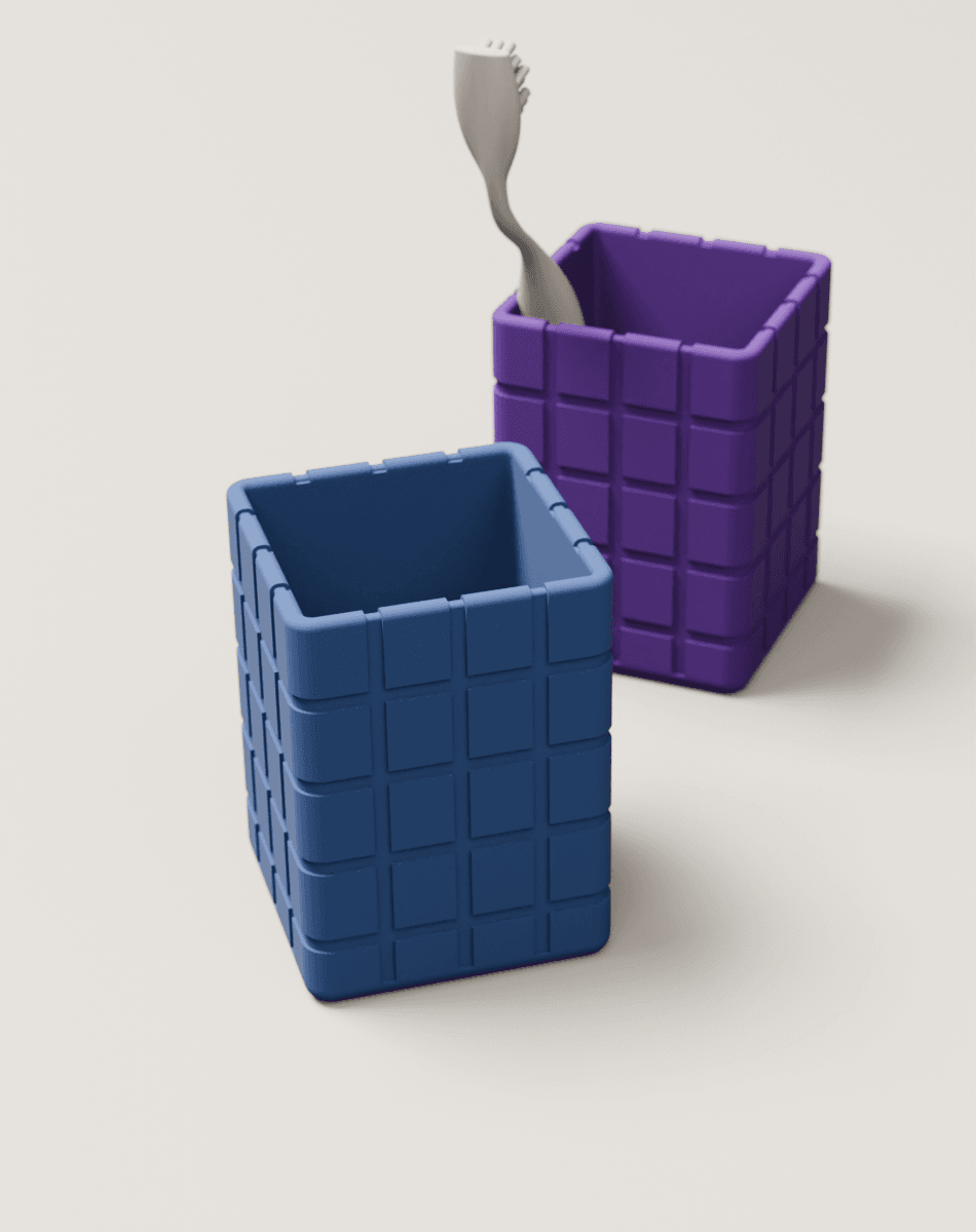Square Pattern Toothbrush Holder 3d model