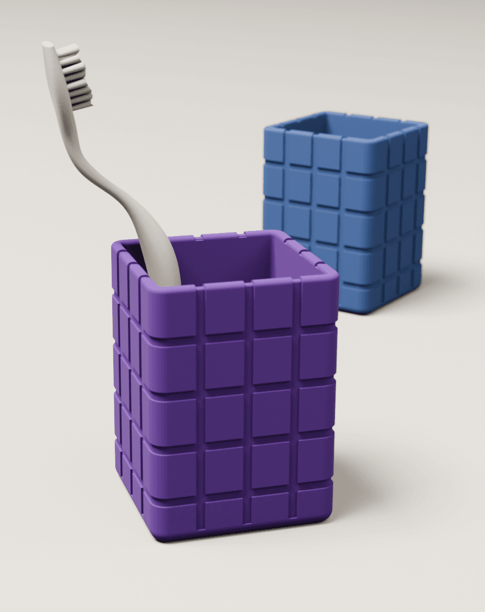 Square Pattern Toothbrush Holder 3d model