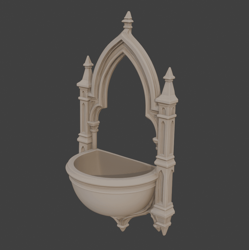 Gothic Wall Holy Water Font 3d model