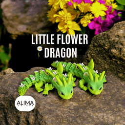Little Flower Dragon / articulated / Keychain / support free 3d model
