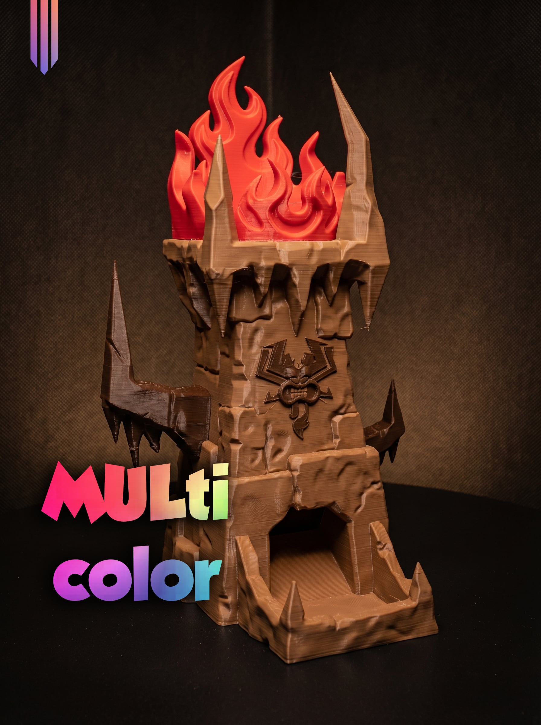 Demon Fire Dice Tower 3MF | Tabletop Gaming Multi-Color | FDM 3d model
