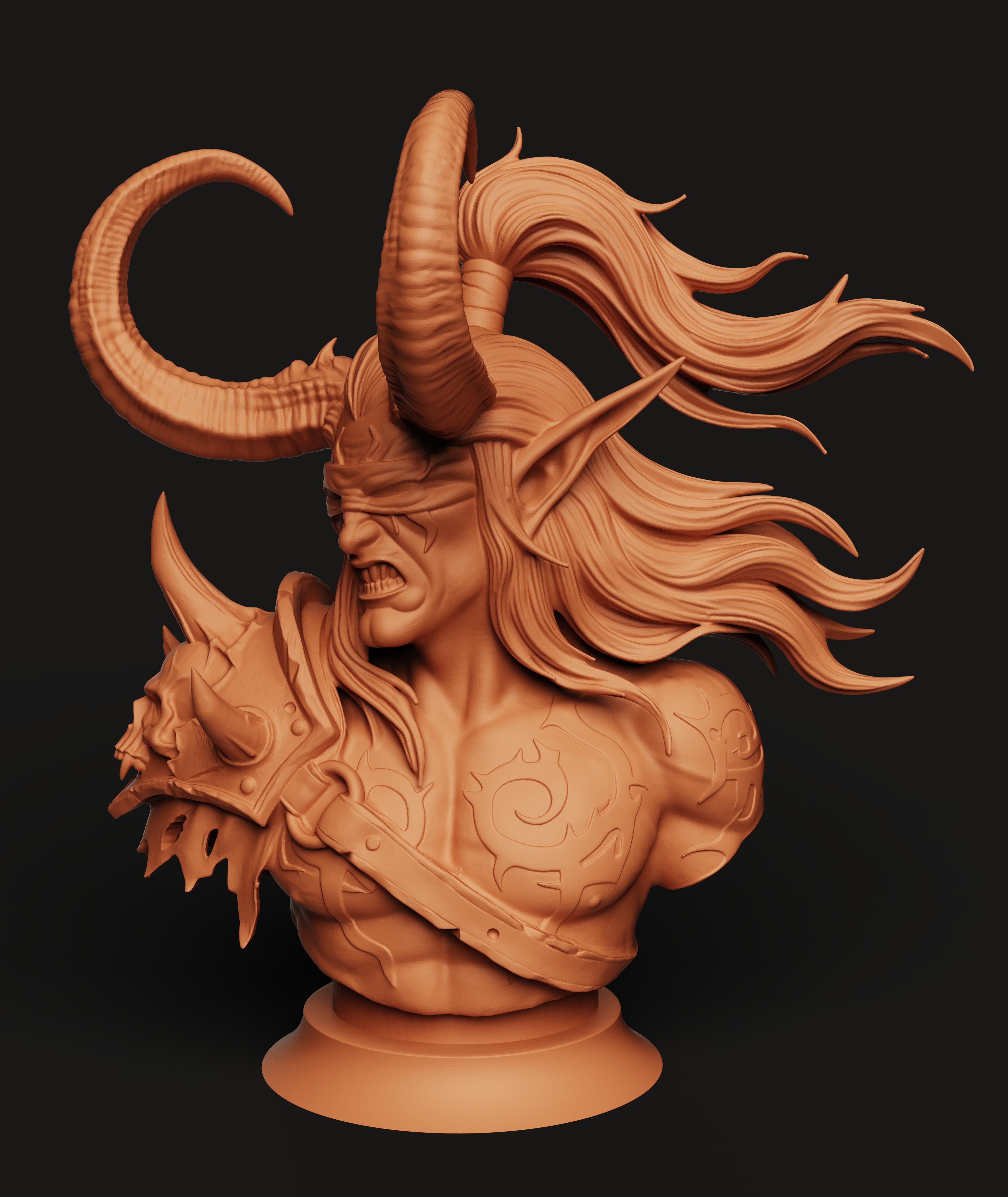Demon Hunter Bust Multi-Color 3MF | Fantasy Statue | Bambu Ready 3d model